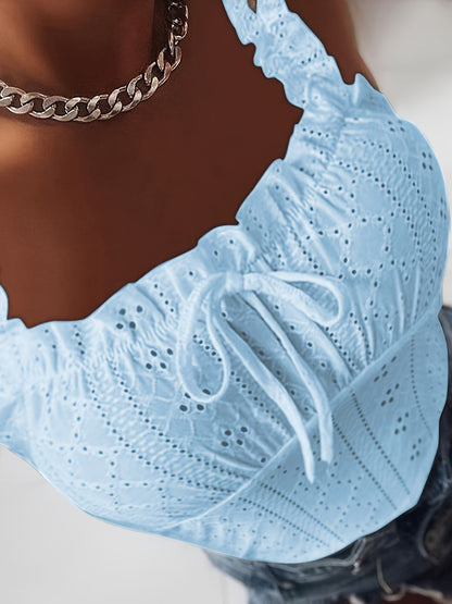 Chic Tank Top for Women Featuring a Ruffled Edge And a Butterfly Knot Tie