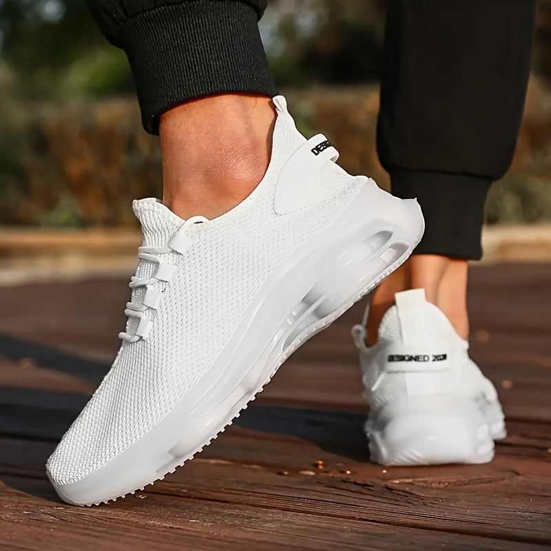 Sneakers, Spring And Summer New Breathable Knitted Sports Running Shoes, with A Comfortable And Breathable Upper, Equipped with An Air-cushioned Sole for Shock Absorption. Comfortable And Versatile Men's Casual Sports Shoes, Large Size Men's Running