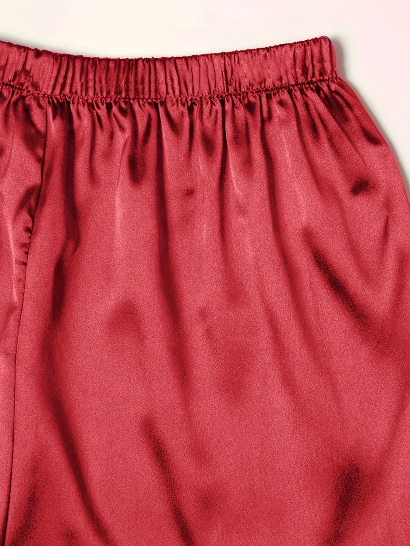 Black + Champagne + Pink Satin Short-Sleeve Shorts - product view 26