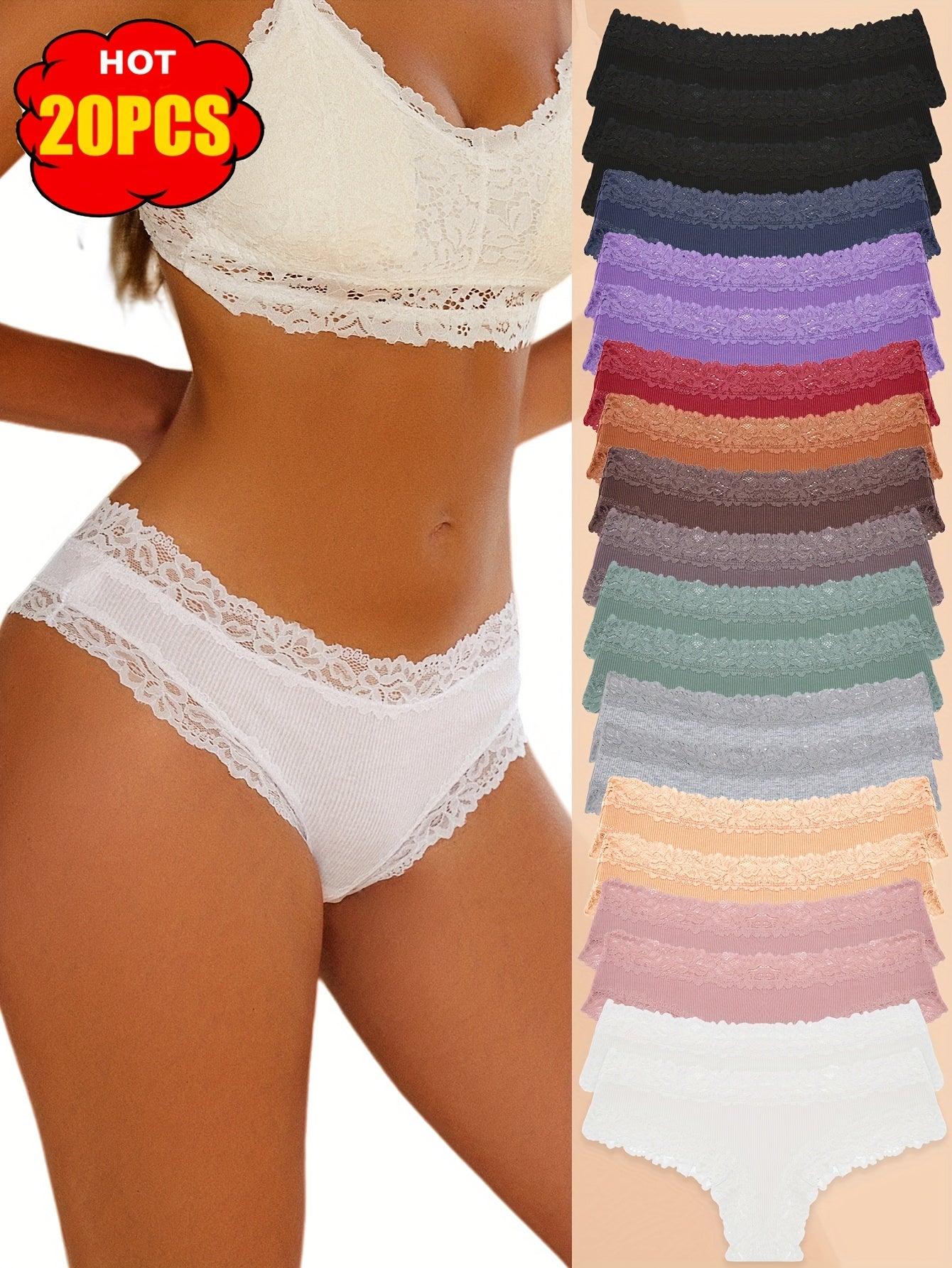 2026 20pcs Lace Triangle Pants, Fashionable, Comfortable, Breathable, Skin Friendly And Soft Underwear, Suitable For Daily Commuting, Women'S Underwear And Underwear Game Day Fan Gear for All Football Fans