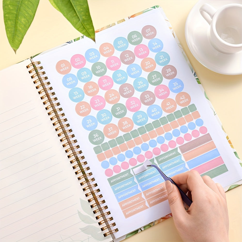 96 Sheets Pregnancy Journal & Memory Book for New Moms - Floral Bunny Design with Stickers, Sonogram Photo Insert, Weekly/Monthly Planner - First Time Mom Gift, Pregnancy Announcement Keepsake Diary, Floral Cover Design, Quality Paper Material