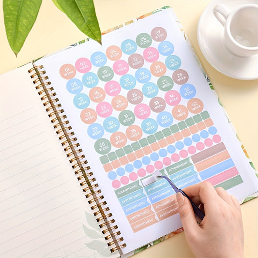 96 Sheets Pregnancy Journal & Memory Book for New Moms - Floral Bunny Design with Stickers, Sonogram Photo Insert, Weekly/Monthly Planner - First Time Mom Gift, Pregnancy Announcement Keepsake Diary, Floral Cover Design, Quality Paper Material