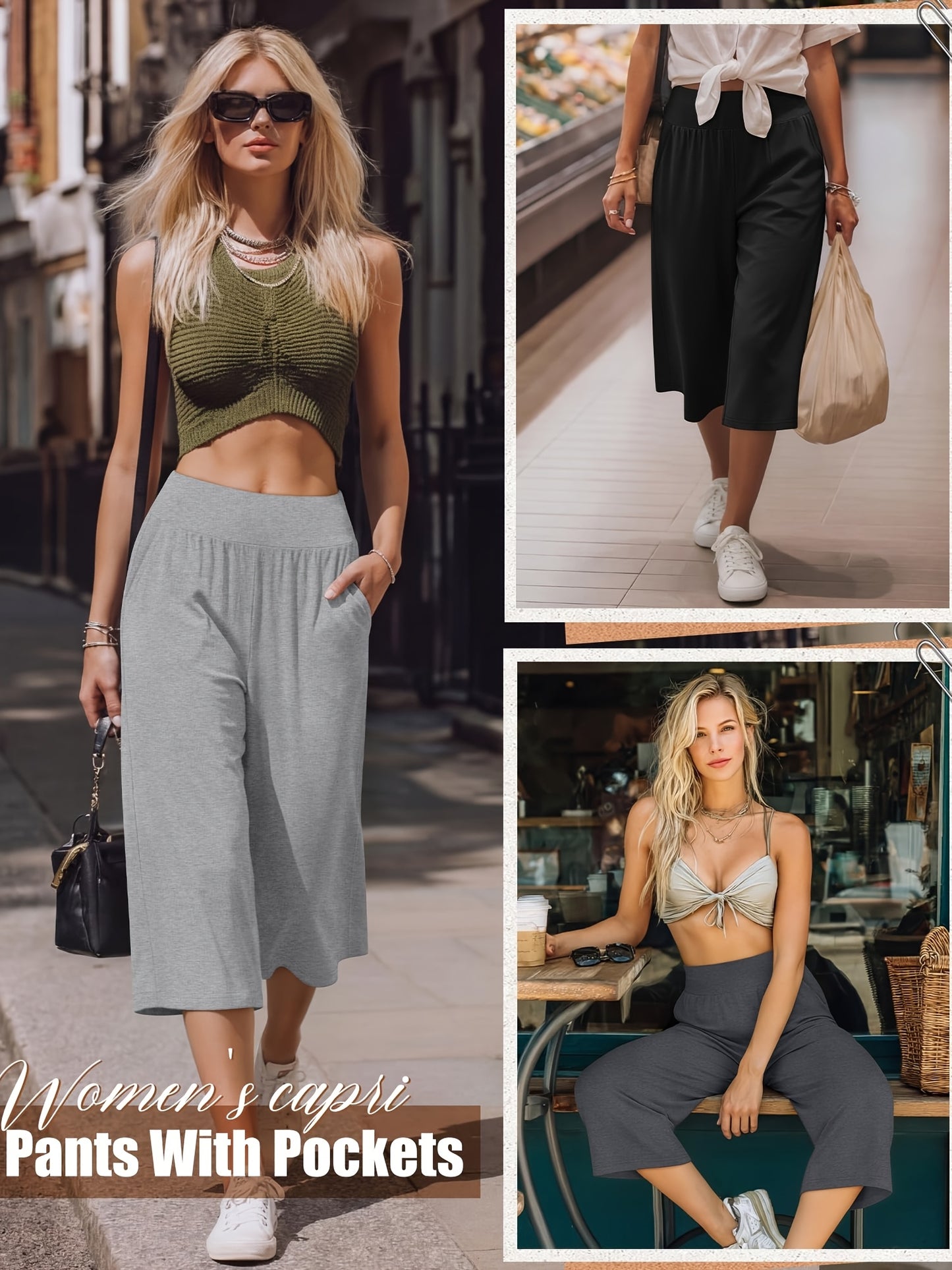 3 Pack Capri Pants For Women Loose Lounge Cropped Sweatpants Joggers Yoga Capri With Pockets