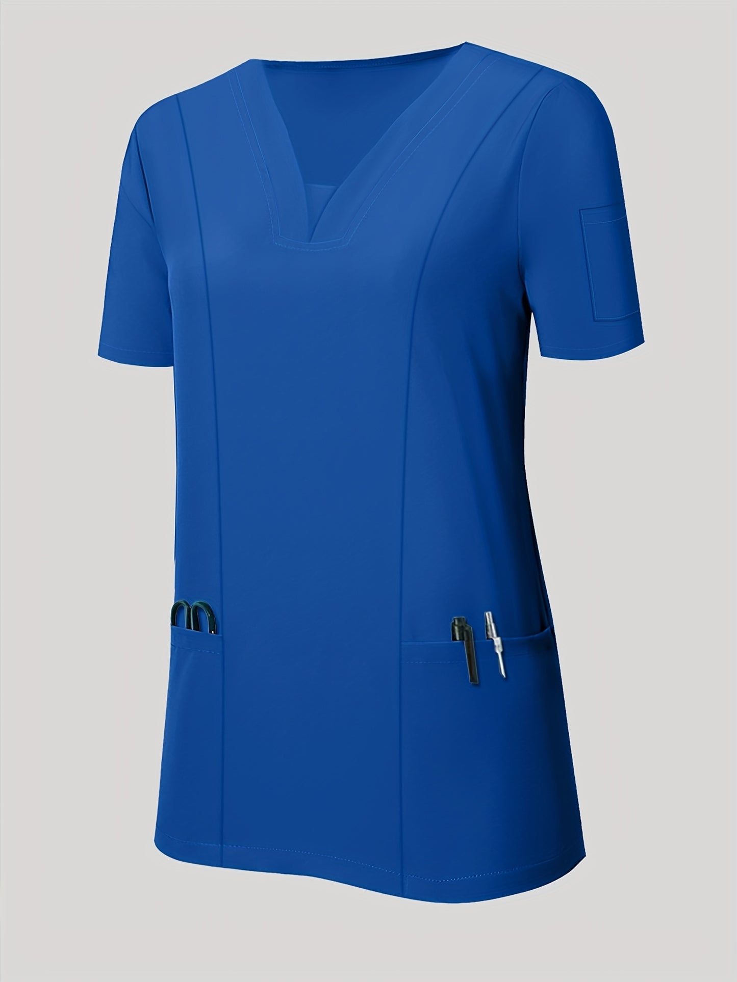 Women'S V-Neck Frosted Breathable Uniform Pocket Handwash Workwear Brush Handwear Top
