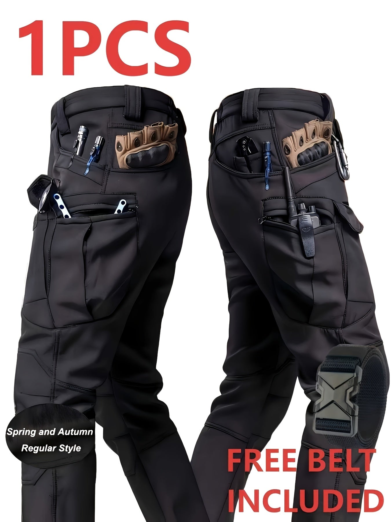 Men's Tactical Cargo Pants with Multi-Pocket Design (Includes A Belt)- Durable Quick-Dry Outdoor Hiking, Camping, Workwear & Travel Pants - Straight-Leg Regular Fit Casual Tactical Gear, Camping Essentials, Breathable Material, Adventure