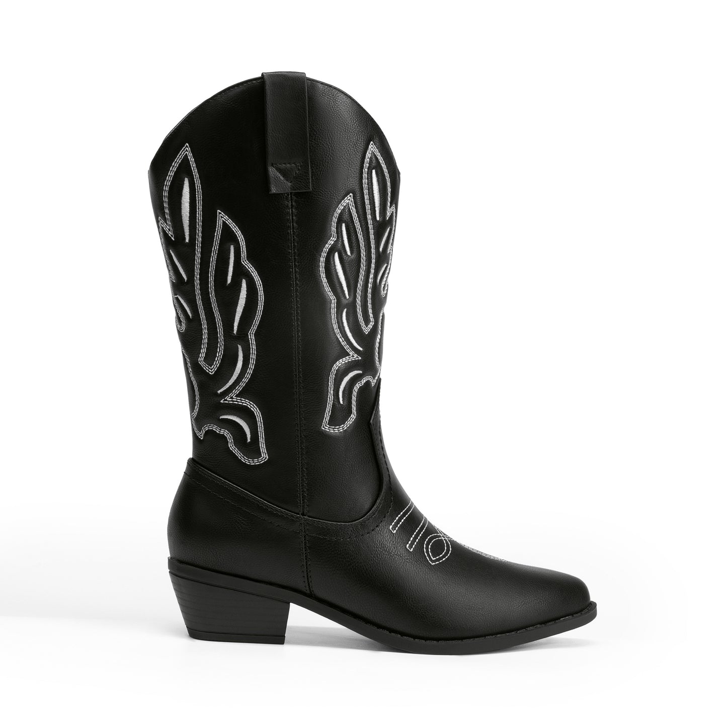 Women's Cowboy Boots Mid Calf Cowgirl Boots Embroidery Stitched Western Boots