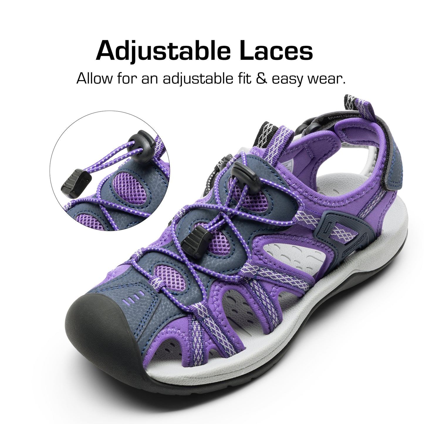 Women's Hiking Sandals Adventurous Summer Sports Shoes Outdoor Quick-Dry Comfortable Protective Toe Cap Supportive & Slip-Resistant Adjustable Fit Sandals Women Ladies