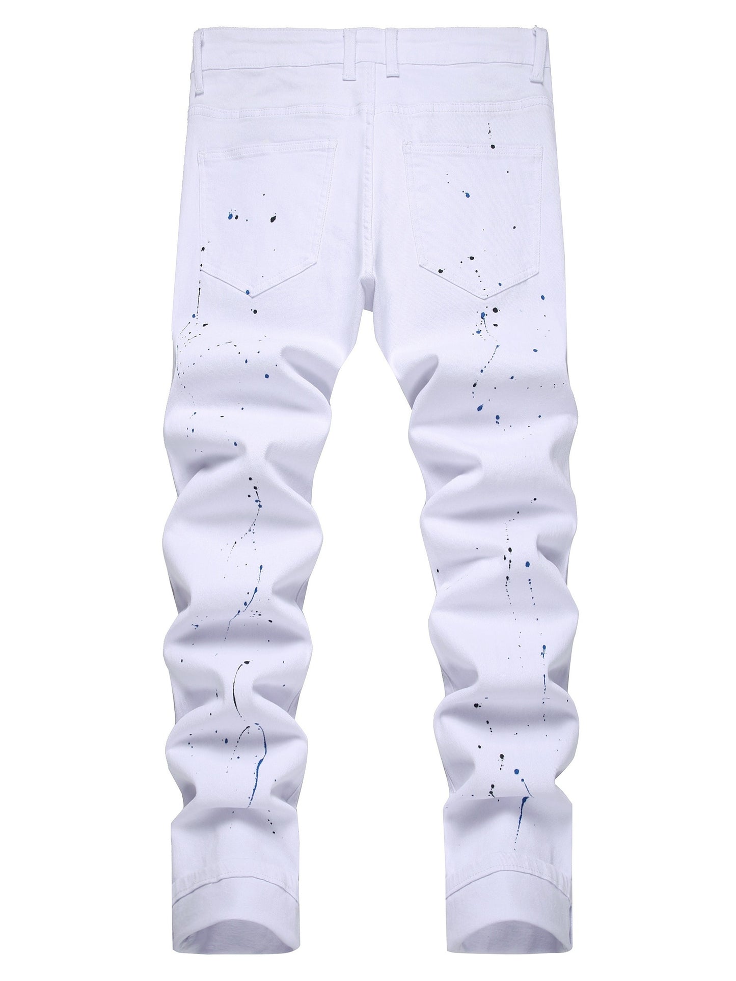 Men'S Slim Fit Straight Leg Denim Pants with Ripped And Distressed Details