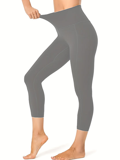Women'S Capri Yoga Pants with Pockets Essential High-Waisted Leggings for Workout