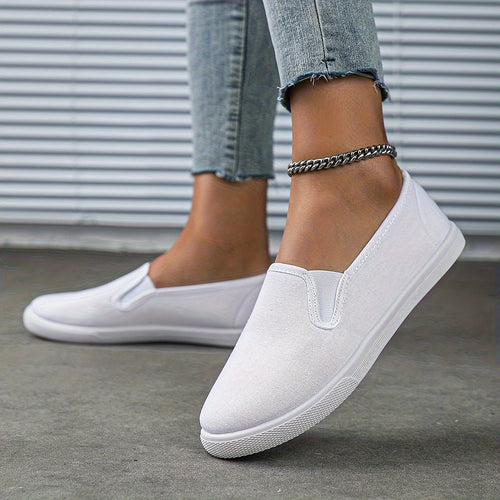 Unisex Solid Color Casual Shoes, Comfortable Round-toed Slip-on Shoes, Women's Flat Shoes, Outdoor Casual Shoes, Versatile Work Footwear, Women Shoes