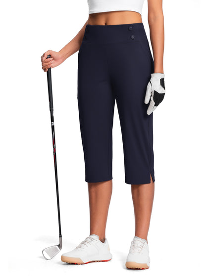 18" Dressy Capri Pants for Women High Waist Stretch Women'S Capris Pants for Summer with Pockets Work Casual