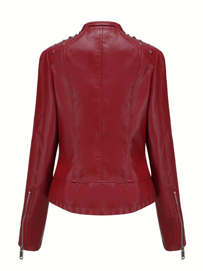 Women'S Beaded Jacket Women Long Sleeve Fashion Jacket Lapel Biker Clothing