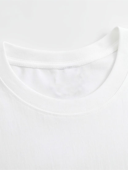 Trendy Anime Graphic Women'S Round Neck T-Shirt Made from Pure, Featuring a Minimalist Design That Is Both Comfortable And Breathable, Perfect for Everyday Casual Outfits. It Highlights a Natural And Sophisticated Look