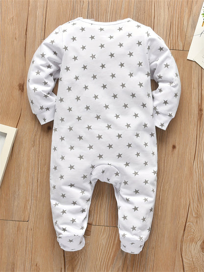 Kukitty Newborn Baby Boy Girl Clothes I Really Love My Daddy/ Mummy Long Sleeve Footies Romper Unisex-Baby 2pcs Footed Jumpsuit, for Outdoor
