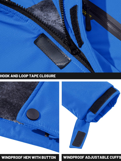 Men'S Winter Ski Jackets Warm Fleece Lined Coats Waterproof Windproof Hooded Thermal Outdoor Parka Thick Sport Hiking Jogging Camping Fishing Climbing Traveling Skiing Snowboarding Casual Windbreaker