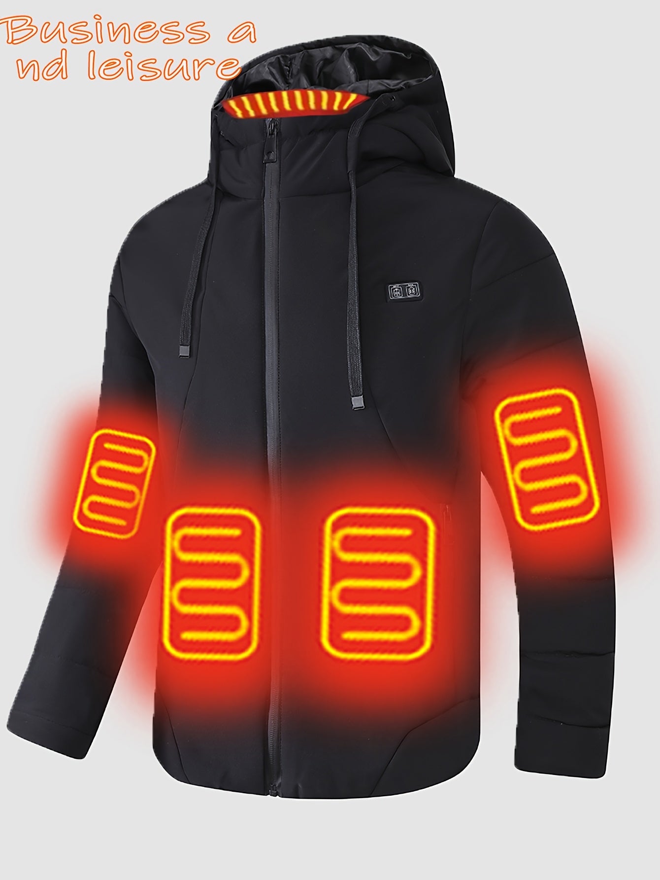 A Smart Heated Jacket Designed for Casual Warmth, Featuring 11 Heating Zones, Dual Controls, Three Heat Settings, a Hood with Drawstrings, Suitable for Autumn And Winter, Thickened for Business Wear, Perfect for Outings Or Home Use for Men.