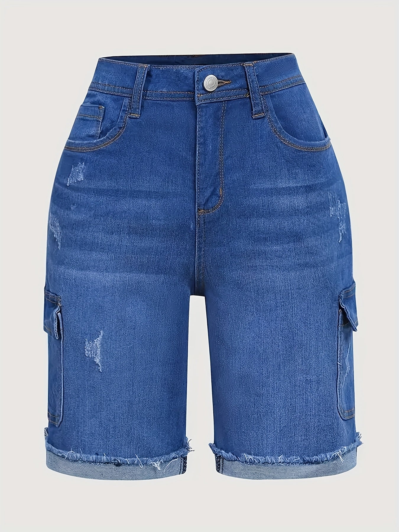 Women'S Work Shorts New Spring And Summer Loose Straight-leg Casual Pants With Elastic Fashion Frayed Personality Retro Versatile Hot Pants