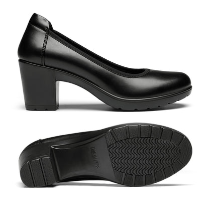 Women's Chunky Closed Toe Low Block Heels Work Pumps Comfortable Round Toe Dress Wedding Shoes Women's Chunky Heel Pumps - Non-Slip TPR Sole Dress Shoes