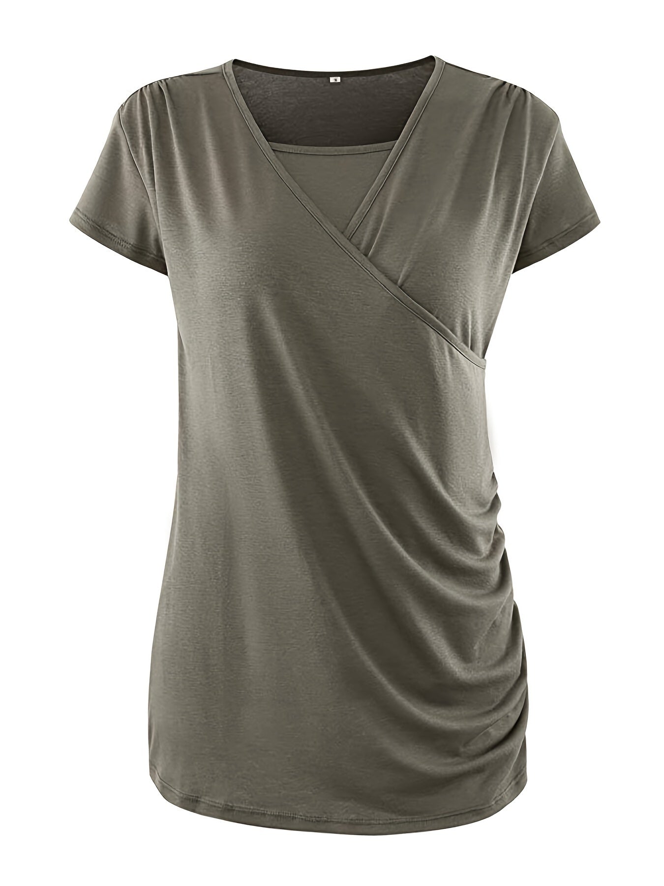 Set of 3 Women'S Short Sleeve Maternity Tops with Side Ruching for Breastfeeding