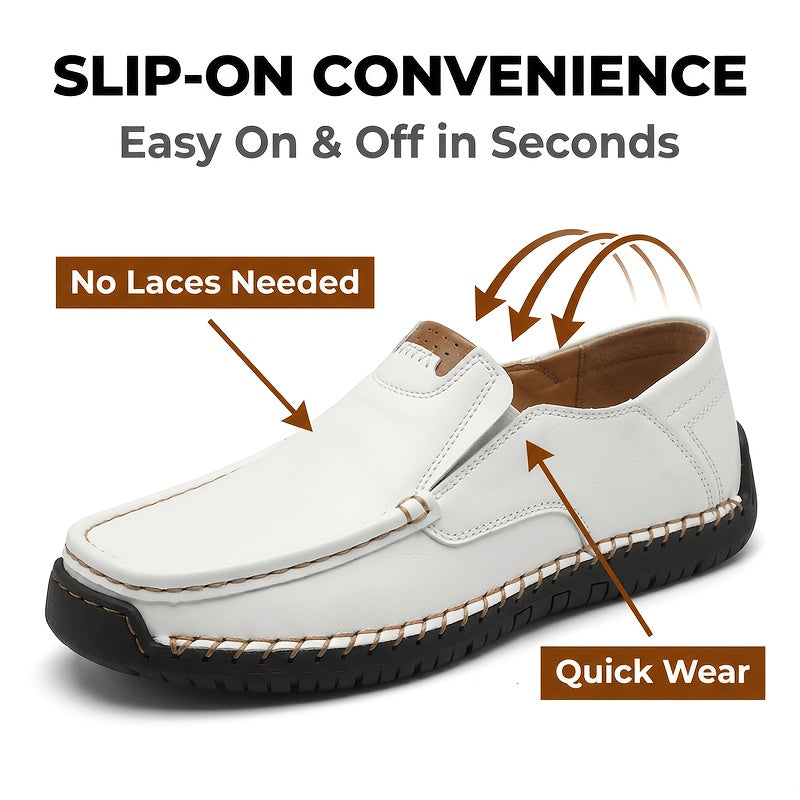 GREKS Handstitched Mens Driving Loafers Slip On Shoes Lightweight Breathable For Business Casual Travel Walking Outdoor