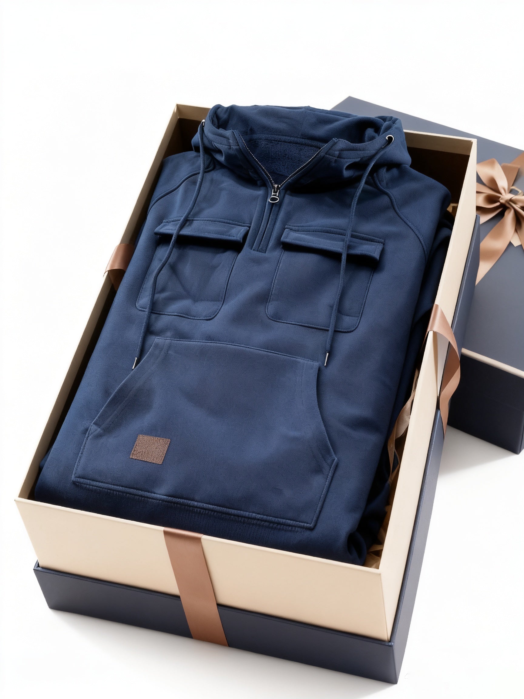 Men's Black Polyester Hoodie - product view 1