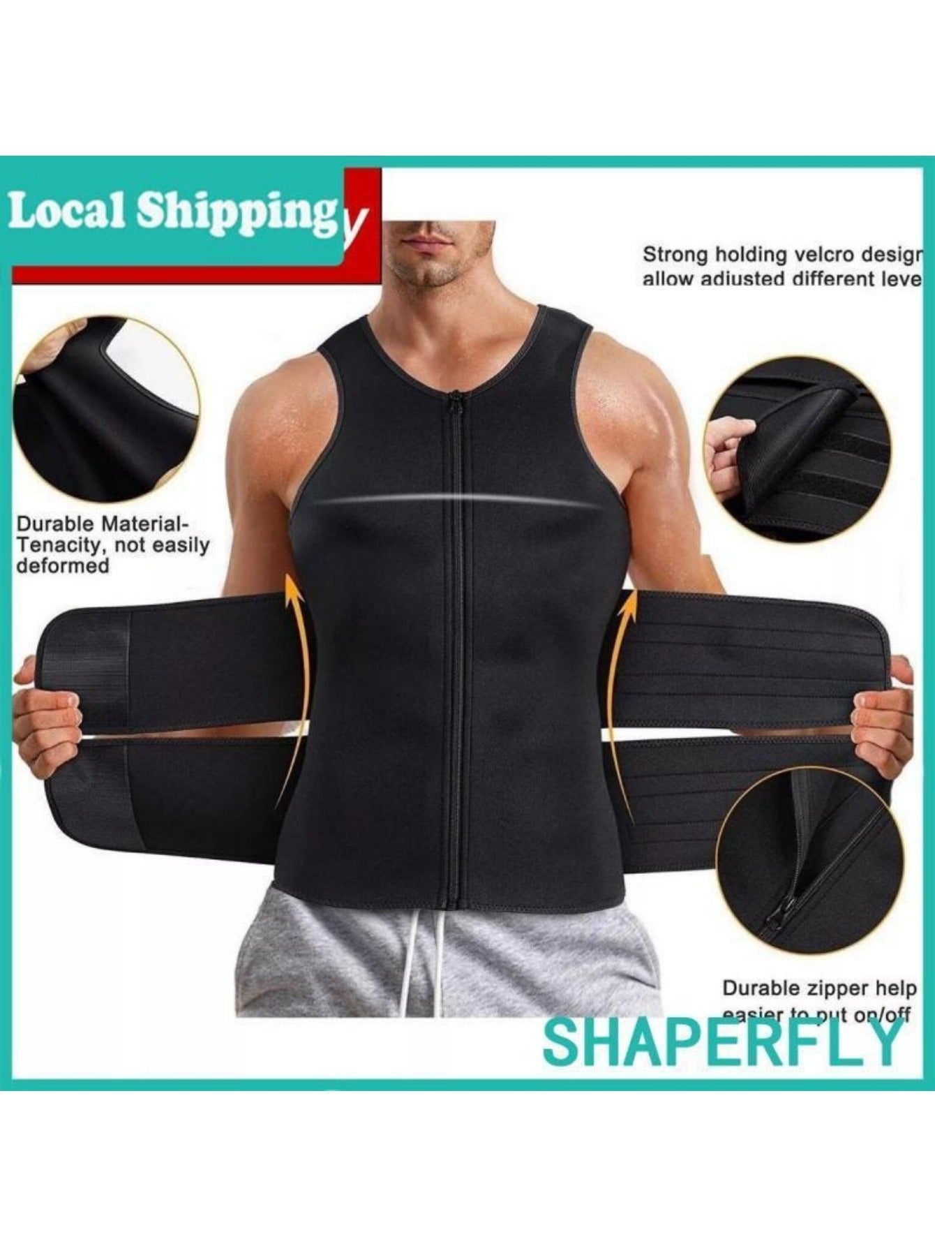 Men Body Shaper Waist Trainer Sauna Suit Sweat Vest Underwear Workout Tank Tops Shirt