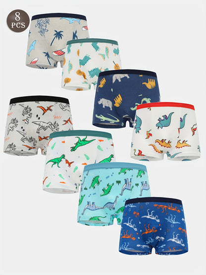Set of 8 Boxer Briefs for Featuring a Soft And Comfortable Dinosaur Design