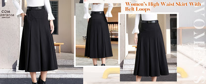 Women's Black Wool High-Waist Pleated Skirt - product view 9