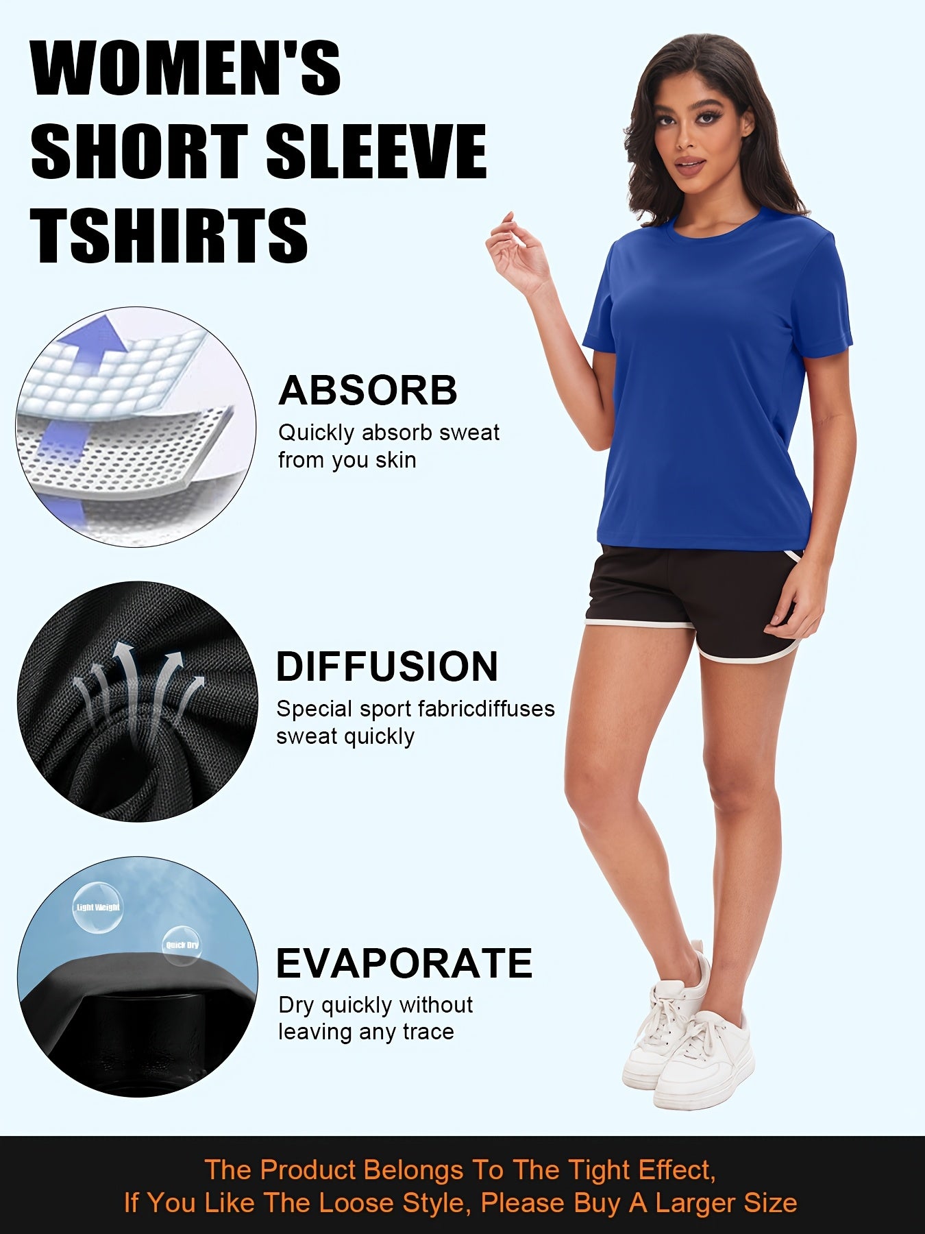 5 Pack Women' Quick-Dry S - Short Sleeve Tees Suitable for,,,, Swimming, & Outdoor, Crew Neck Solid Color Spring/Summer