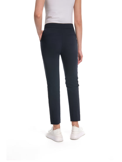 Women'S Mid Waisted Slim Fit Ankle Length Stretch Trousers Vibrant Red High Stretch Fabric with Pockets, Elegant Office Workwear & Evening Out Pants, Machine Washable All-Season Versatile Bottoms, Formal Attire Trousers, Easycare Trouser