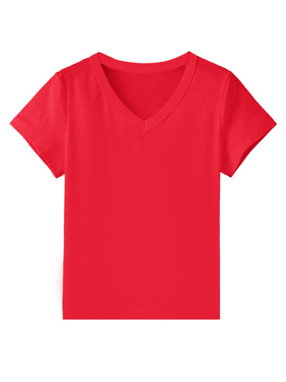 Women'S Elegant Vneck Short-Sleeved T-Shirt | Featuring Flag Print, Soft Stretchy Fabric, Machine Washable, Ideal For Spring/Summer Casual Wear