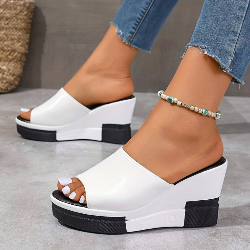 2026 New Sandals for Women - Chic White Black Thick Sole Wedge Slides, Open Toe Slip-On Holiday Platform Sandals, Best Stocking Stuffer Gift for Mom Wife Teacher, Local Warehouse, Women Shoes