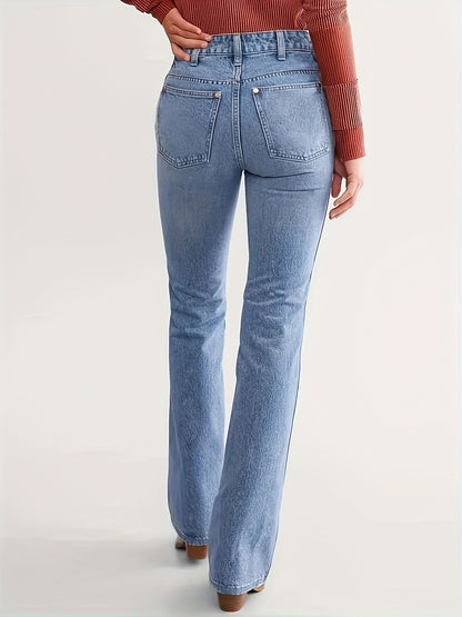 Women's Straight Jeans - Slim Fit, Elastic, Trendy, Sexy, Gorgeous, Elegant, Avant-garde, High-waisted Pantyhose, Suitable for Casual Wear In All Seasons - American Country Women's Classic Denim Wear