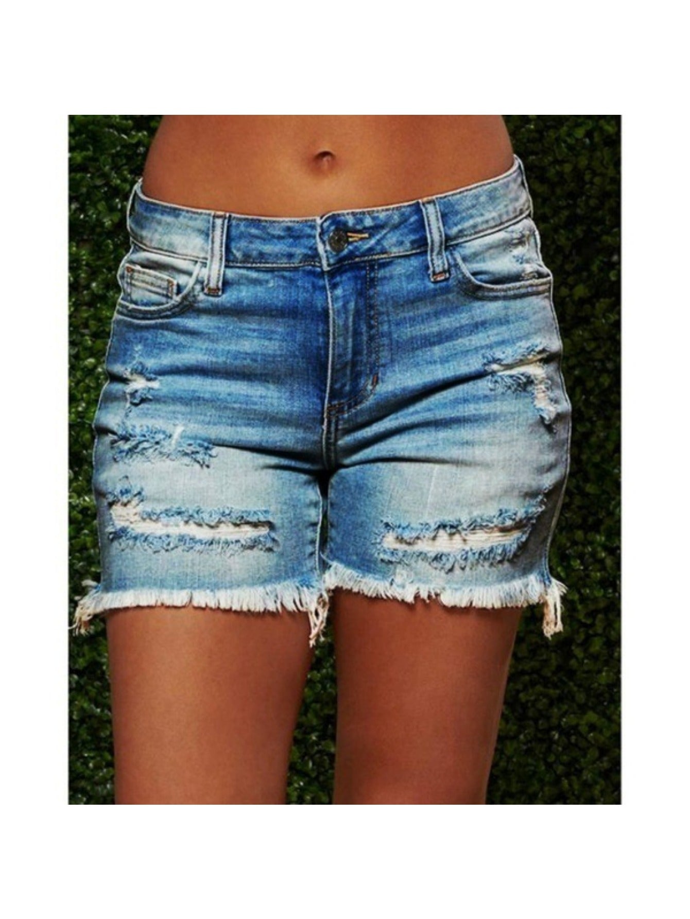 Distressed Fringe Denim Shorts Women'S - High Stretch Retro Summer Shorts with Raw Hem, Fashion Ripped Casual Bottoms for Trendy Outfits