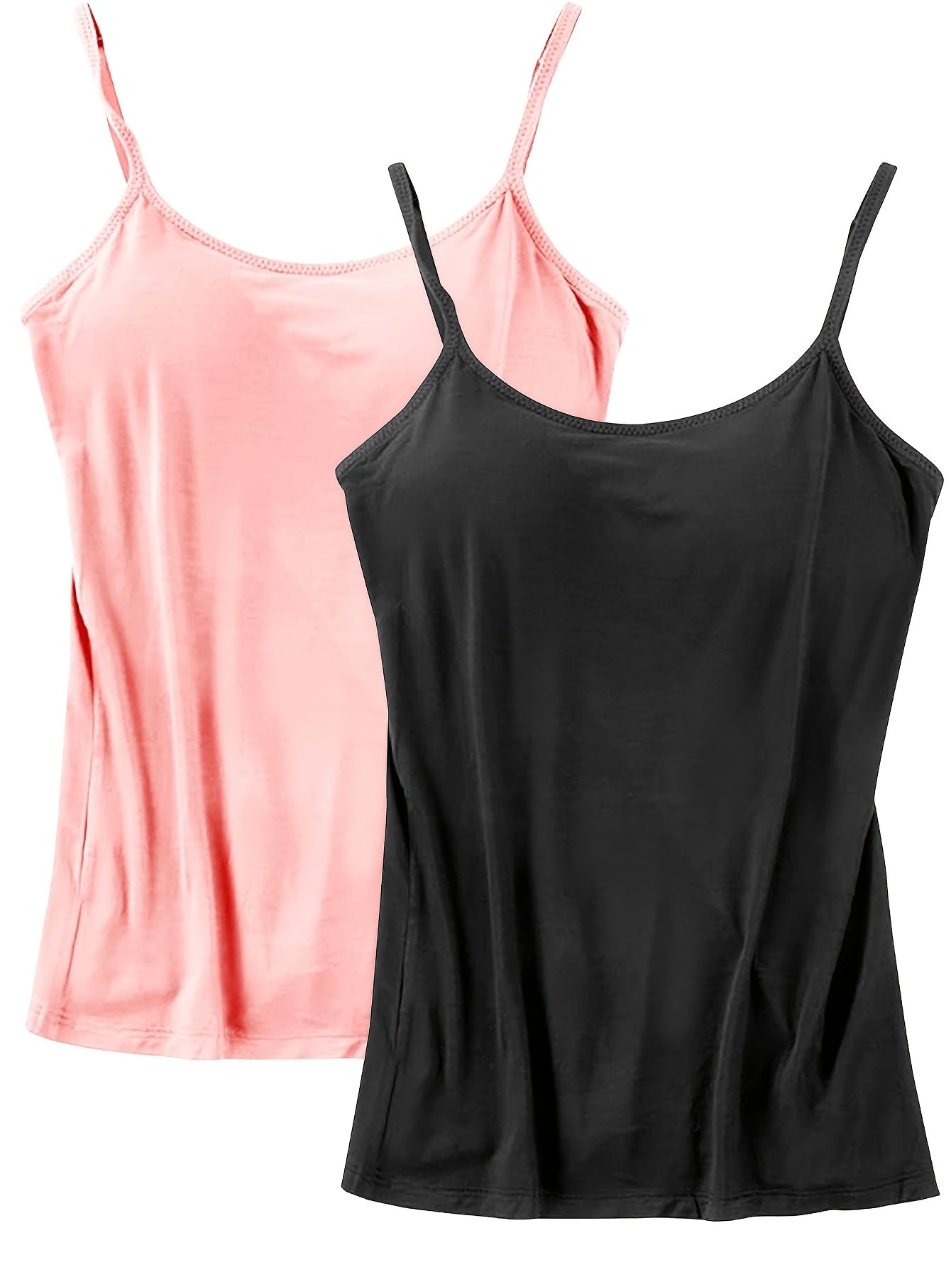 Ladies' Tank Top Featuring an Integrated Bra - Padded Camisole For, Highly Elastic Spaghetti Straps with Adjustable Breathable Straps Available in Sizes S to XL
