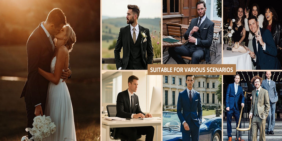 Men's Suits for Men, Trajes Para Hombres Elegantes - Solid Color Serge Blazer Pants Set, Slim Fit Modern Men's 2pcs Suit for Business, Formal & Graduation Events