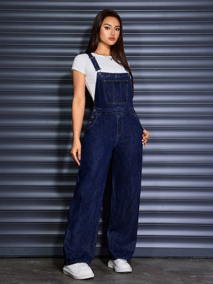 [Denim Wide Leg Jumpsuits] Womens Overalls Denim Straight Wide Leg Jeans Overall Loose Fit Bib Baggy Jean Jumpsuits Adjustable Straps