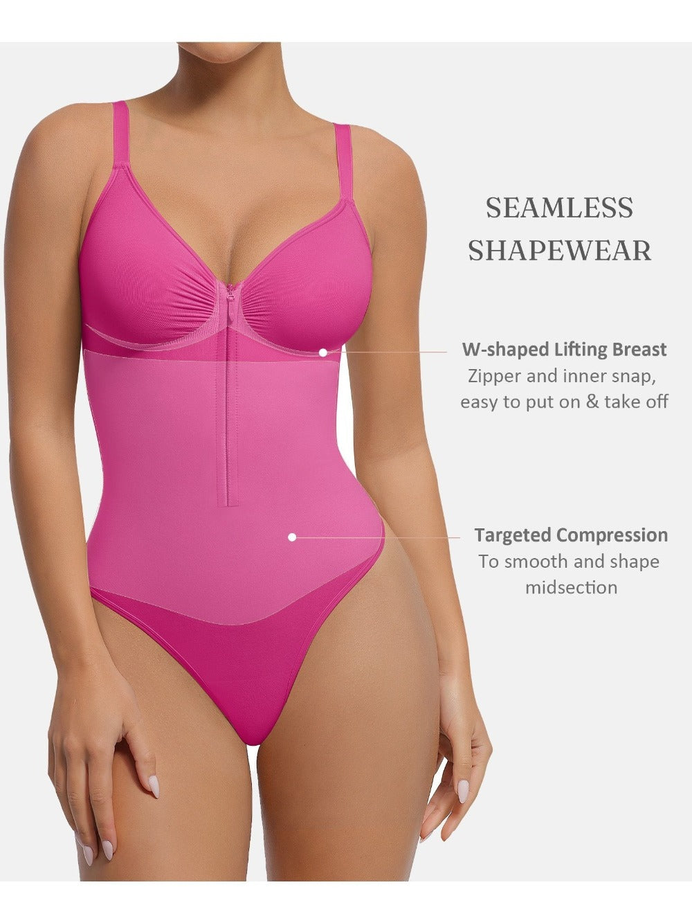 Women's Targeted Control Shapewear Bodysuit - Zip Front Body Smoothing