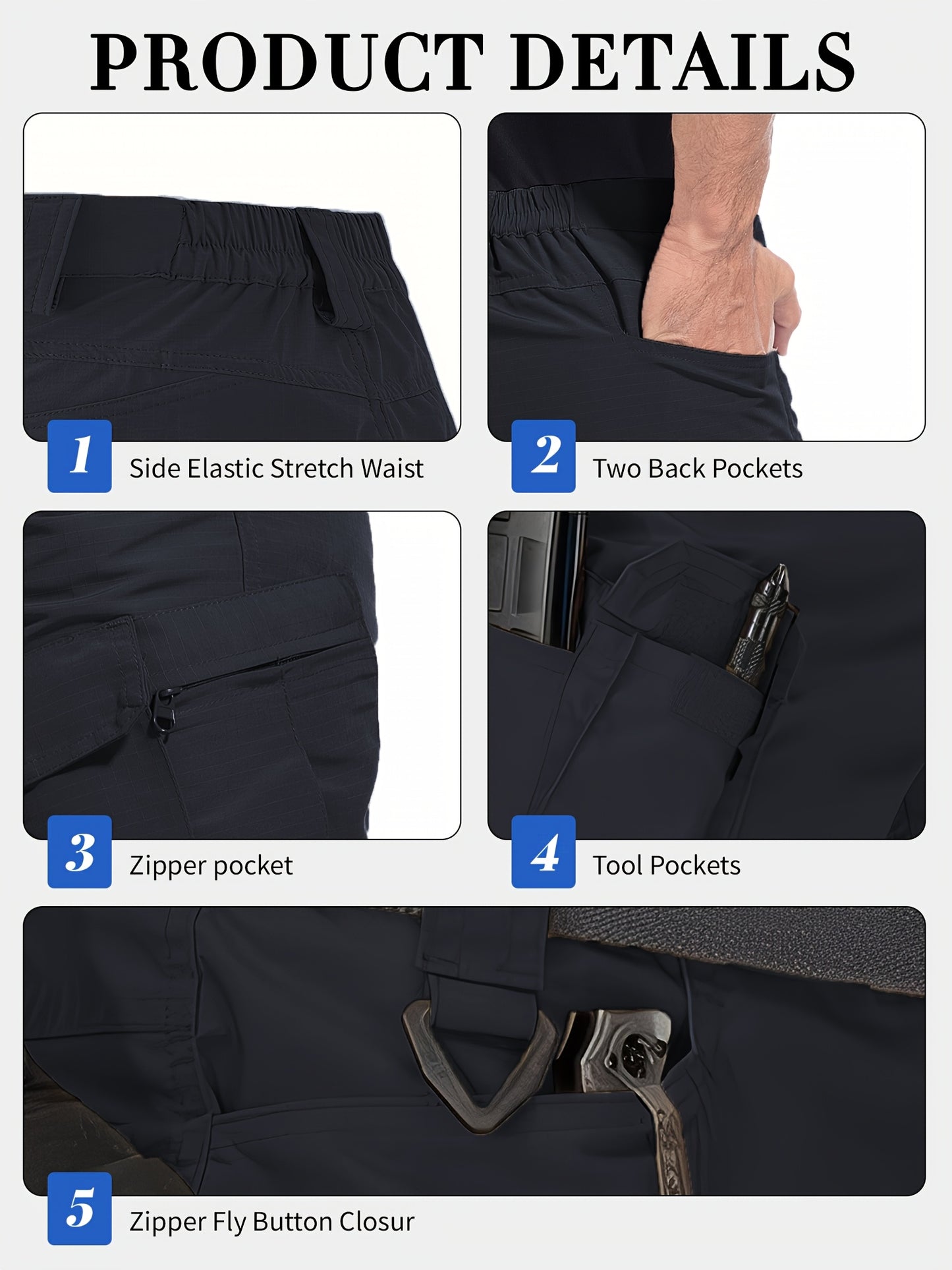 Men’s Cargo Shorts, Breathable Quick Dry Tactical Work Pants with Multi-Pocket Design