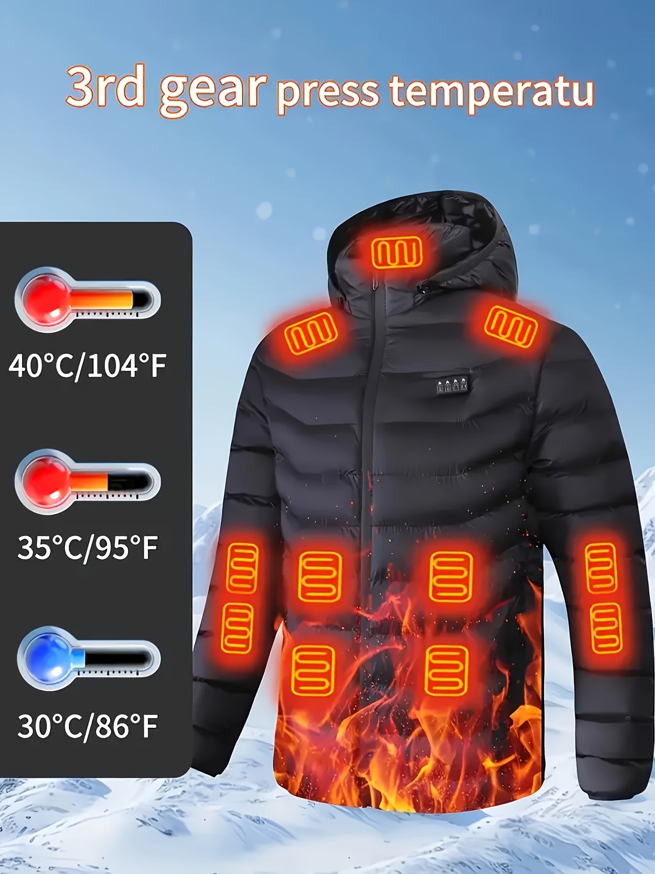 Men'S Heated Jacket, Couple Model, 24-Zone Heating, The First Choice for Outdoor Camping, Daily Leisure Outings, Windproof Jacket, Popular in Cold Areas