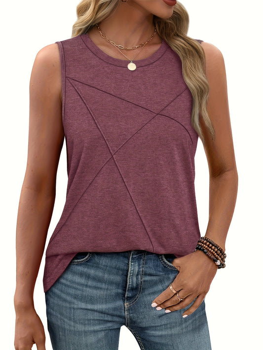 Solid Color Three-piece Set Of Europe And The United States Elegant Fashion Casual Loose Shirt Round Neck Pleated Sleeveless Vest