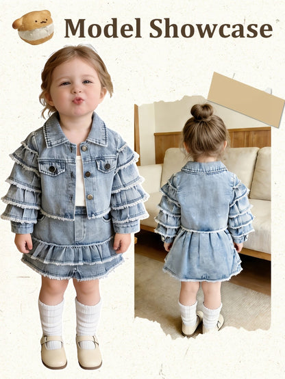 Baby Girls' Ruffle Denim Jacket & Skort Set - 2-Piece