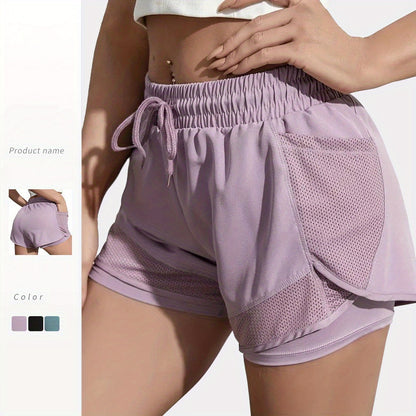 FOEIERAA Fashion Women's 2pcs Yoga Sport Shorts Set, 2-in-1 High-Waisted Athletic Shorts, High Elasticity Quick-Dry, Lightweight and Breathable, Suitable for Running, Yoga, Cycling, Fitness, Studio, Casual Outings, Evening Dates, Daily Wear, and