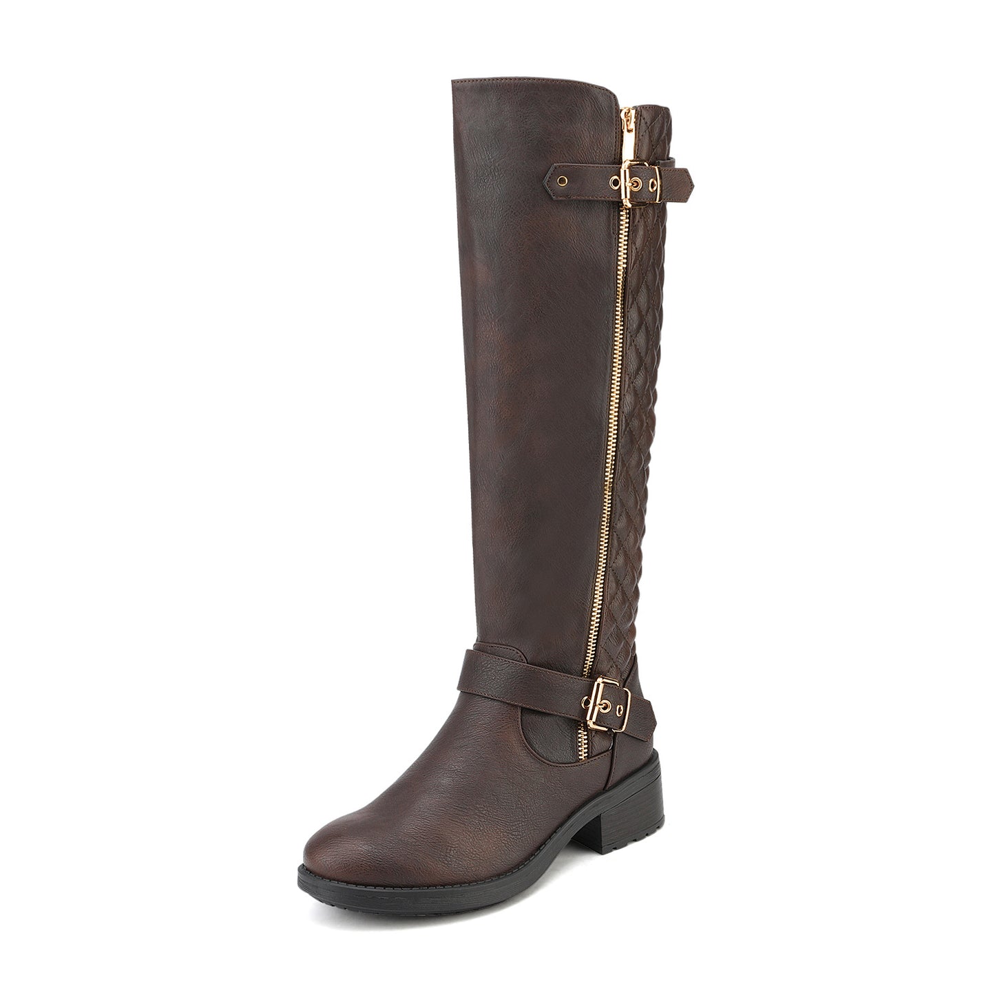 Women's Knee High Boots Wide Calf Low Heel Riding Boots With Side Zipper With Buckle Fall Tall Boots for Women Suitable for party, dance, shopping, walk, office. Perfect gift for friends, wife, sister, daughter.