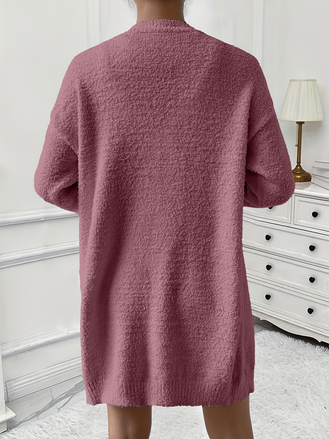 Women's Casual Warm Lounge Set, Cozy Long Sleeve Cardigan & V Neck Tank Top & Shorts, Soft Relaxing Home Outfit, Comfort Wear for Fall & Winter