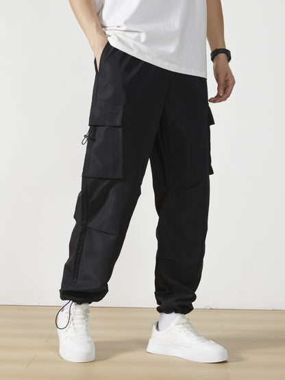 Men'S Straight-Leg Cargo Pants with Multiple Pockets, Suitable for Outdoor Street Fashion
