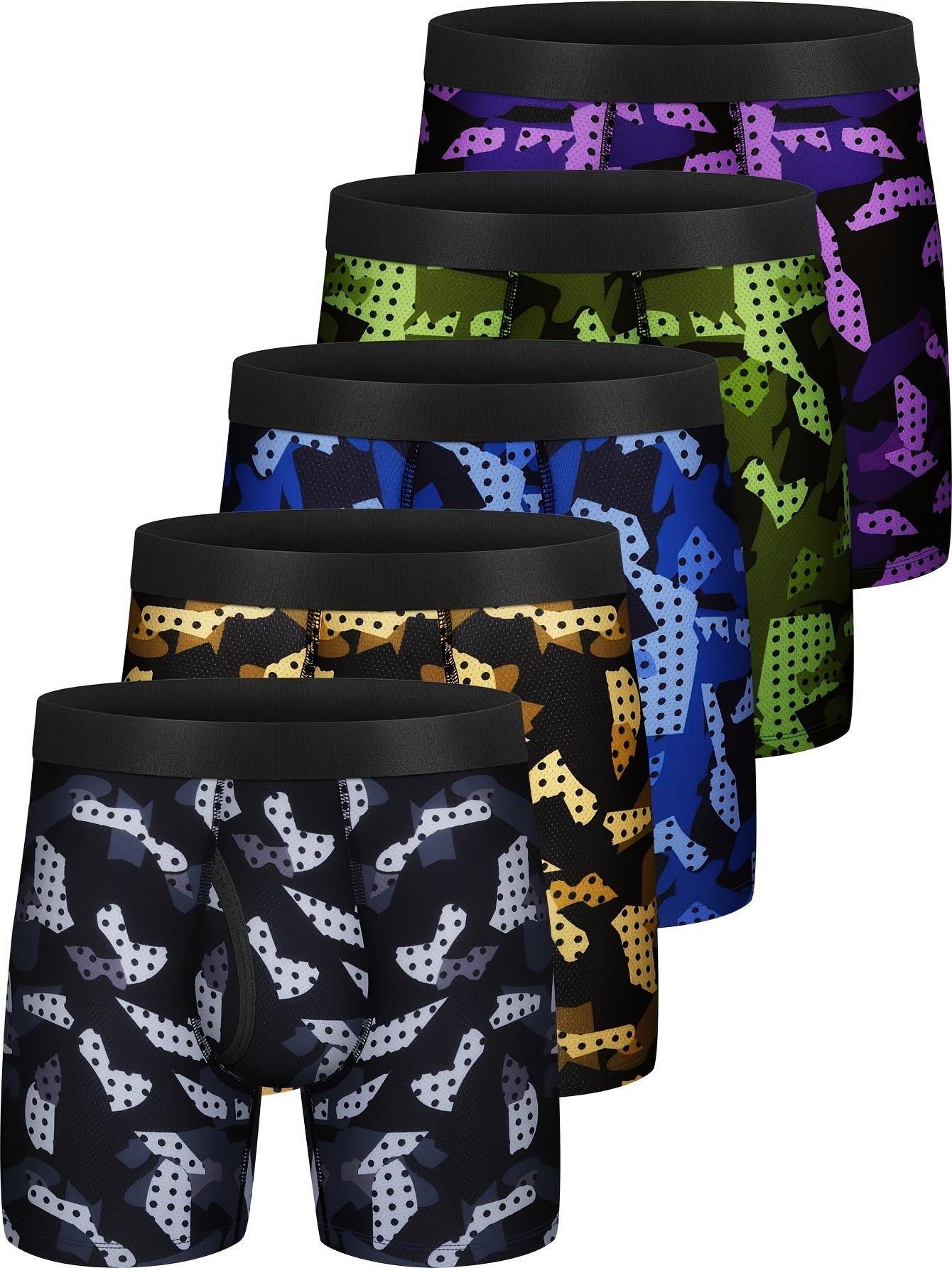 Men'S Athletic Boxer Briefs Made of Mesh Knit, Designed for Quick Drying And Performance, Featuring a No-Ride-Up Fit And a Fly, Available in a Pc of 5