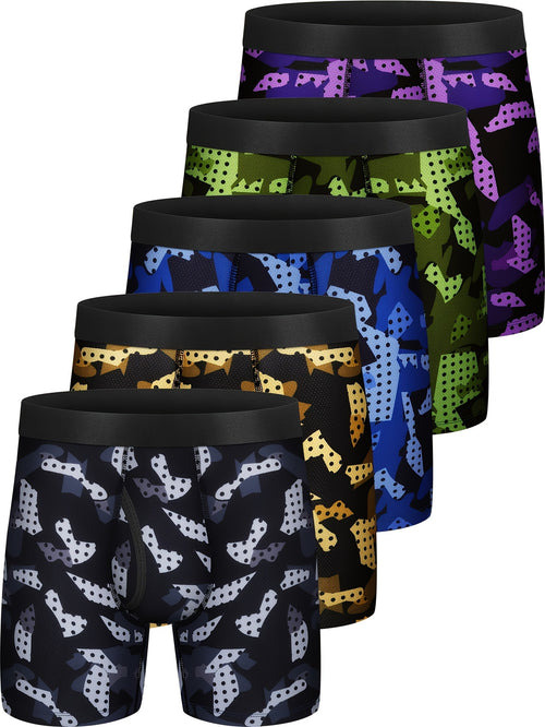 Men'S Athletic Boxer Briefs Made of Mesh Knit, Designed for Quick Drying And Performance, Featuring a No-Ride-Up Fit And a Fly, Available in a Pc of 5