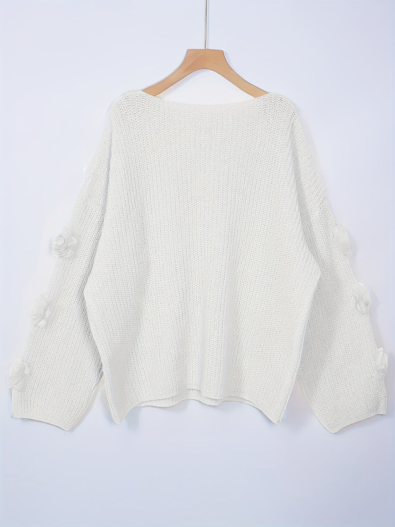Plus Size - Plus Size - Oversized Pullover, Soft Light Yellow with Rose Lantern Sleeves, Perfect for Casual Outings And Romantic Dates