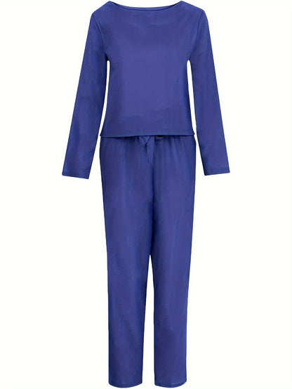 Women'S Casual Pants Suits, 2pcs Short Sleeve Top And Lace-Up Cuffed Ninth Pants, Loose Style for Daily Wear